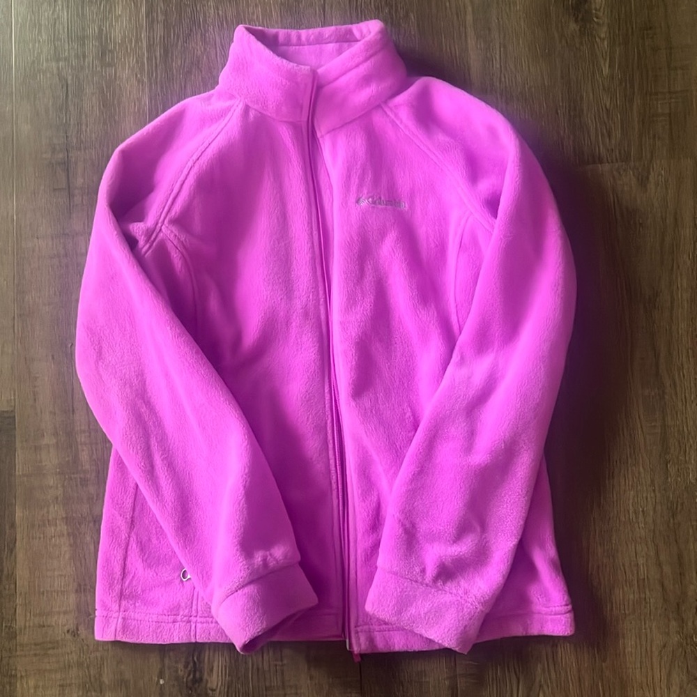 Columbia girls pink fleece jacket (size L)